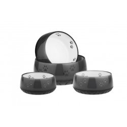 Hundeskl i melamin sort med poter 1 L